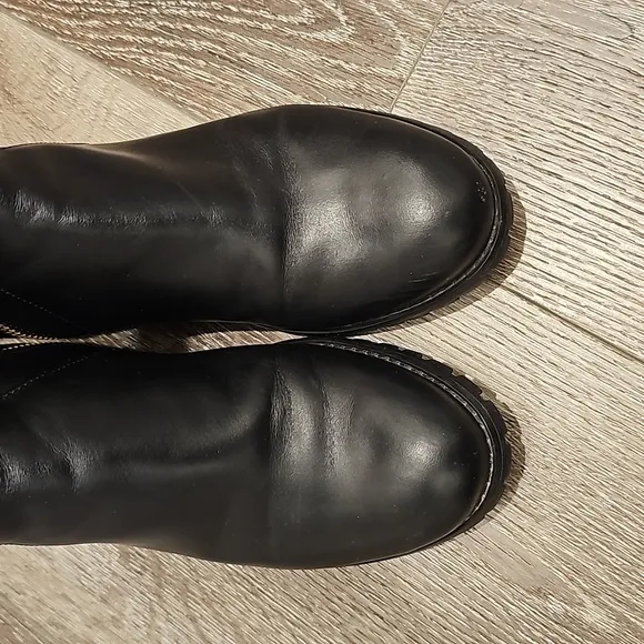 MICHAEL KORS tall riding boots black leather flats