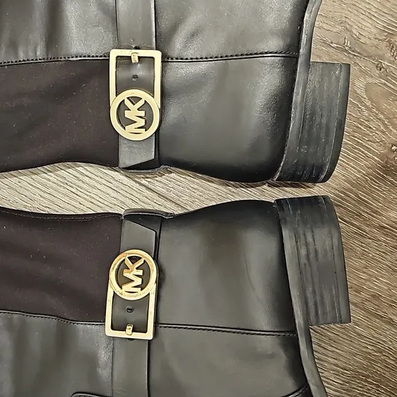 MICHAEL KORS tall riding boots black leather flats