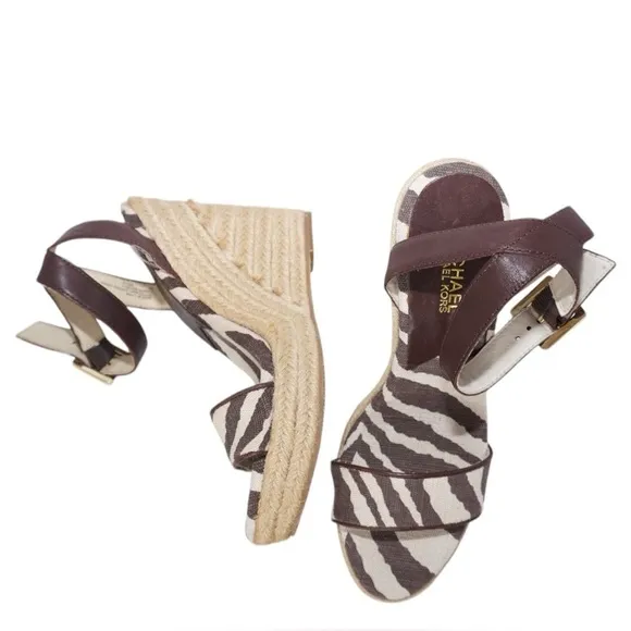 Michael Kors Zebra Print Espadrille Wedges, Size 8
