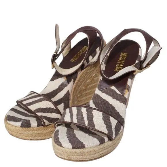 Michael Kors Zebra Print Espadrille Wedges, Size 8