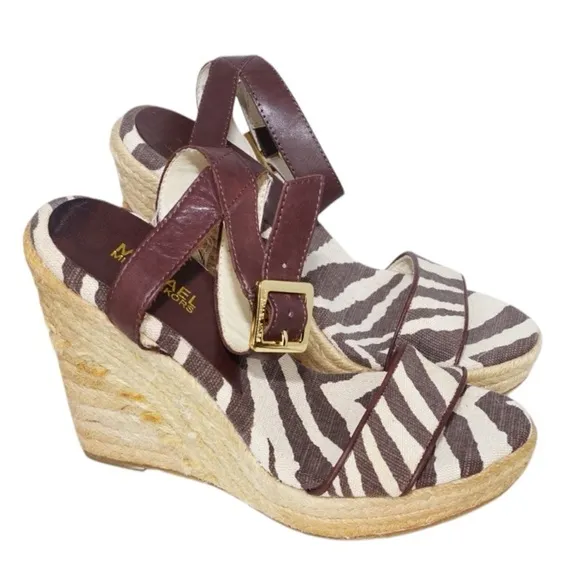 Michael Kors Zebra Print Espadrille Wedges, Size 8