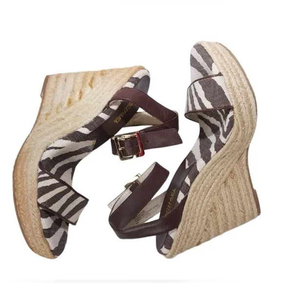 Michael Kors Zebra Print Espadrille Wedges, Size 8