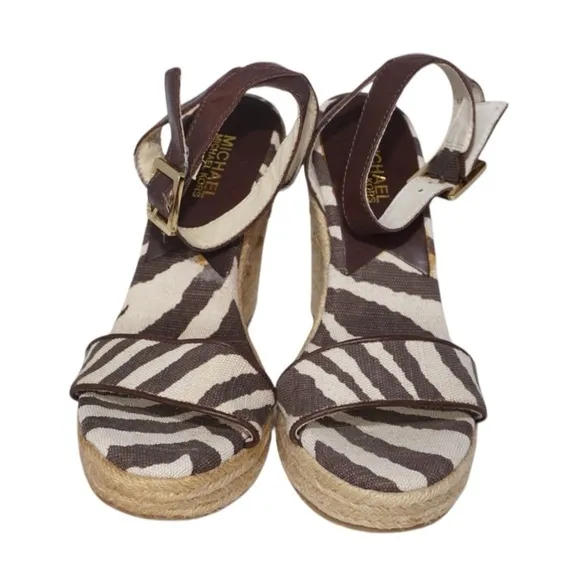 Michael Kors Zebra Print Espadrille Wedges, Size 8