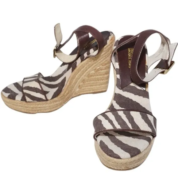 Michael Kors Zebra Print Espadrille Wedges, Size 8