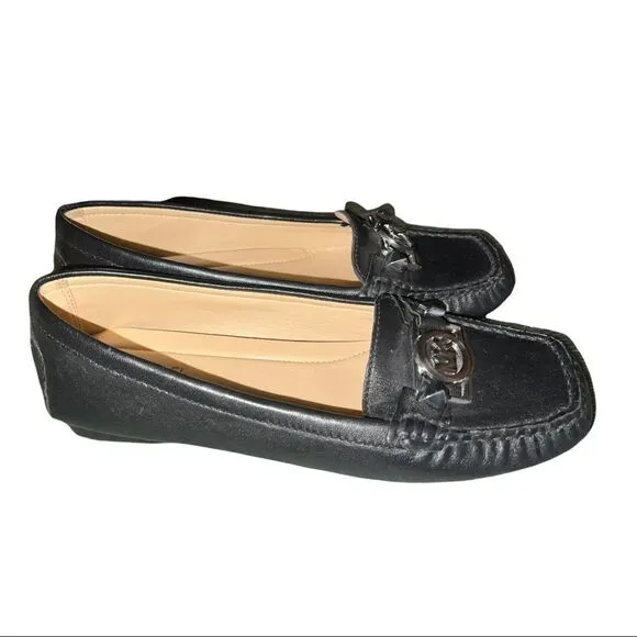 Michael Kors Fulton Moc saffiano black leather flats! Nwot
