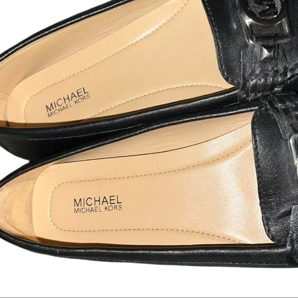 Michael Kors Fulton Moc saffiano black leather flats! Nwot