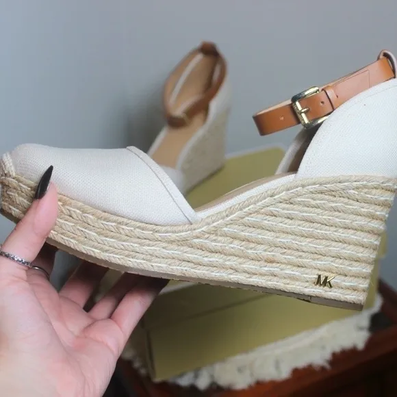 MICHAEL Michael Kors Cream and Brown Wedge Espadrilles