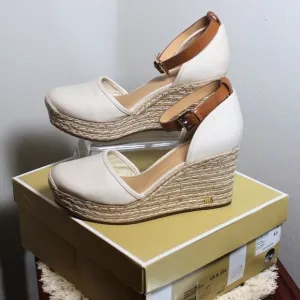 MICHAEL Michael Kors Cream and Brown Wedge Espadrilles