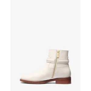 Michael Michael Kors Flat MINDY Bootie Bombe Leather LT Cream 8 $000 NIB
