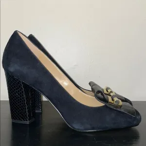 Michael Michael Kors Gloria Kiltie Chunk Heel Suede Shoes.  Size 8.