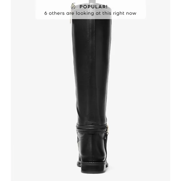Michael Michael Kors Mindy Flat Leather Boot Black 8 m $375
