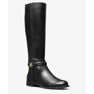 Michael Michael Kors Mindy Flat Leather Boot Black 8 m $375