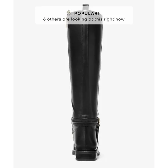 Michael Michael Kors Mindy Flat Leather Boot Black 8 m $375