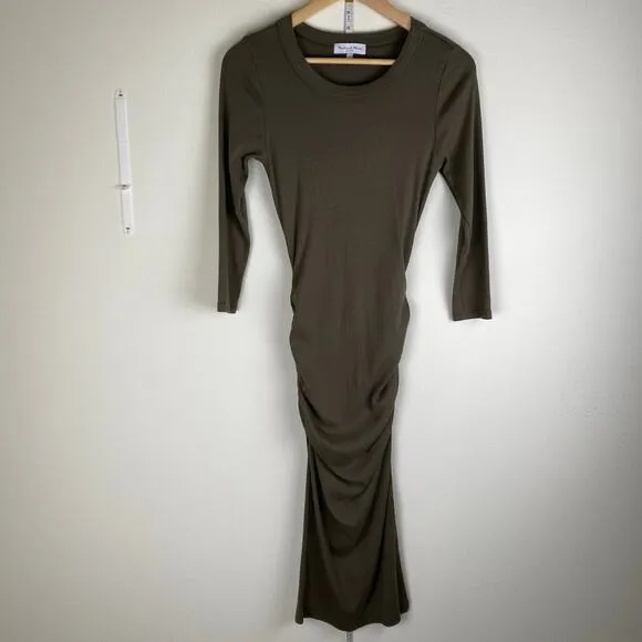Michael Stars Christina Midi Dress Size S Dolma Green Ultra Rib Cotton Modal