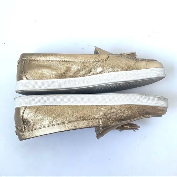MICHAEL KORS CALLAHAN GOLD TASSEL FLATS LOAFERS