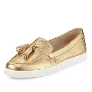 MICHAEL KORS CALLAHAN GOLD TASSEL FLATS LOAFERS