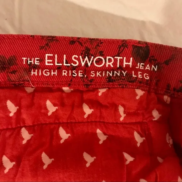 MIH Jeans red &amp; black floral ‘the Ellsworth’ skinny ankle jean