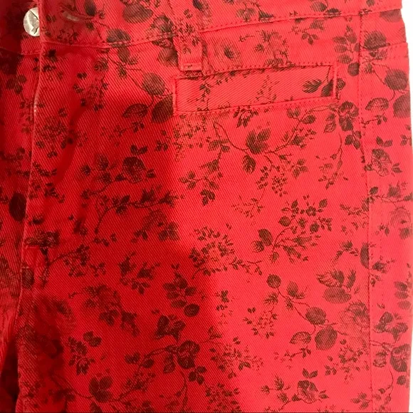 MIH Jeans red &amp; black floral ‘the Ellsworth’ skinny ankle jean