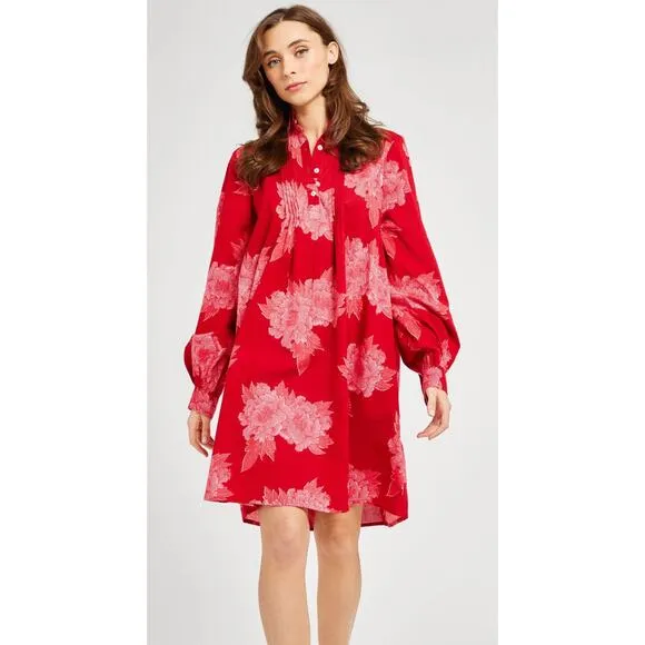 Mille Resort Bonnie Dress Claret Bloom Button Shirt Long Sleeve Tuckernuck