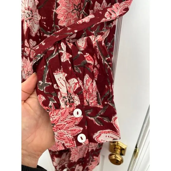 Mille Resort Bonnie Dress Claret Bloom Button Shirt Long Sleeve Tuckernuck