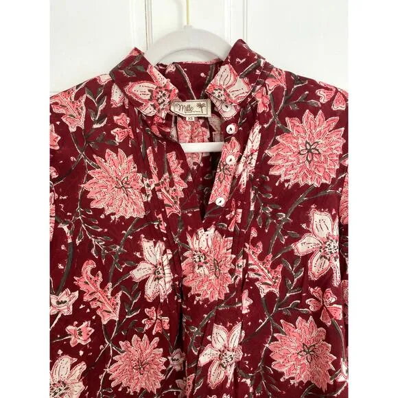 Mille Resort Bonnie Dress Claret Bloom Button Shirt Long Sleeve Tuckernuck