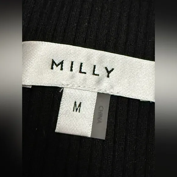 Milly - Black Off-The-Shoulder Faux Feather Trim Ribbed Sweater - Sz Medium, EUC