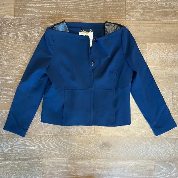Milly Cropped Blazer with Lamb Leather | 10