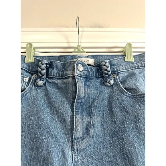 MILLY Gale Skinny Ankle Braided Belt-Loop Denim Blue Jeans - Sz 28