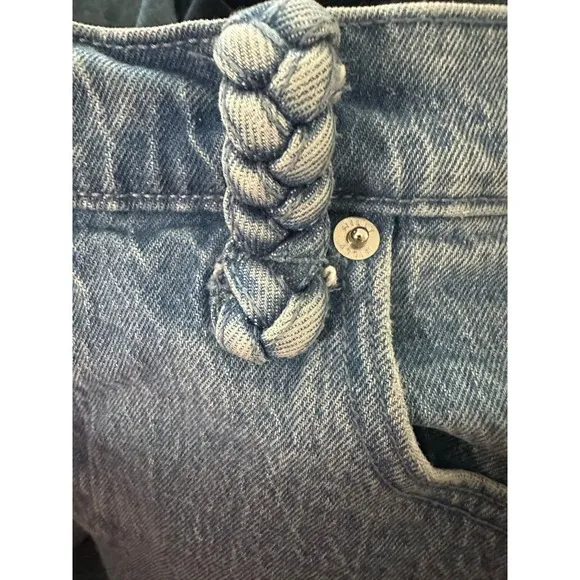 MILLY Gale Skinny Ankle Braided Belt-Loop Denim Blue Jeans - Sz 28