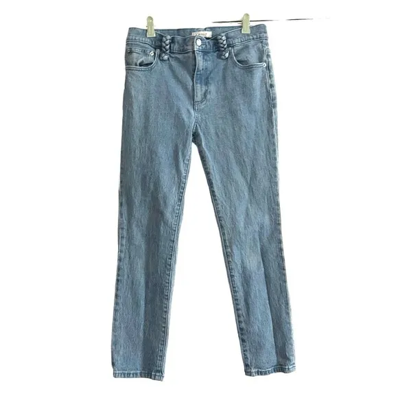 MILLY Gale Skinny Ankle Braided Belt-Loop Denim Blue Jeans - Sz 28