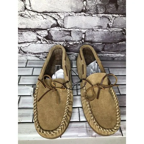 Minnetonka 41251 Cinnamon Tory Traditional Trapper Tan Suede Moccasin Men 12M/45