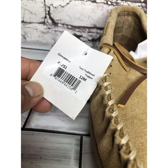 Minnetonka 41251 Cinnamon Tory Traditional Trapper Tan Suede Moccasin Men 12M/45