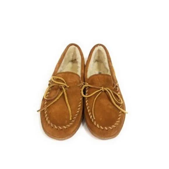 Minnetonka Mens Piled Lined Hardsole Classic Suede Moccasins Size 10