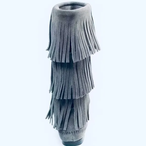 MINNETONKA Moccasins Tall Fringe Leather Boots