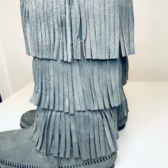 MINNETONKA Moccasins Tall Fringe Leather Boots