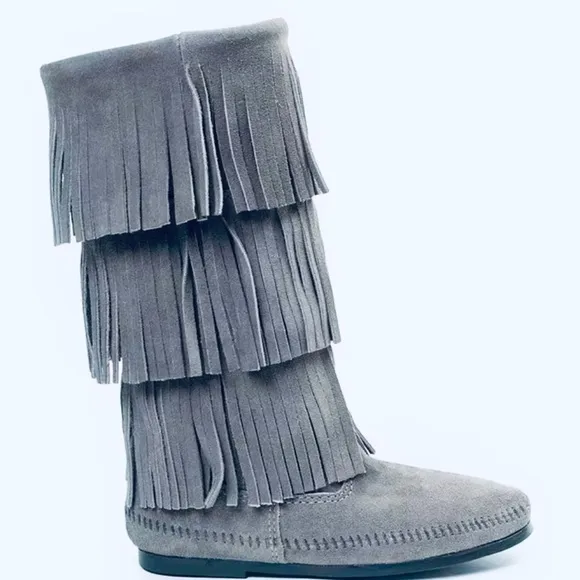 MINNETONKA Moccasins Tall Fringe Leather Boots