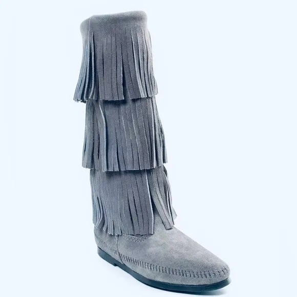 MINNETONKA Moccasins Tall Fringe Leather Boots
