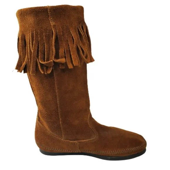 Minnetonka Moccasins Vintage Womens Fringed Suede Boots. Size 8