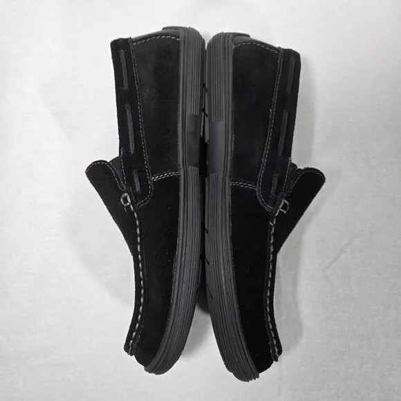 MINNETONKA Old Money BLACK Suede Leather Mocs Loafers Penny Driver Men's Size 9.