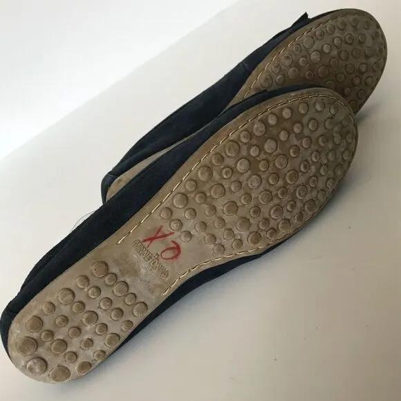 Minnetonka Sz 8.5 Navy Moccasins Flats Leather