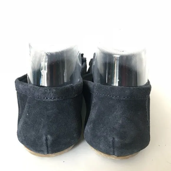 Minnetonka Sz 8.5 Navy Moccasins Flats Leather