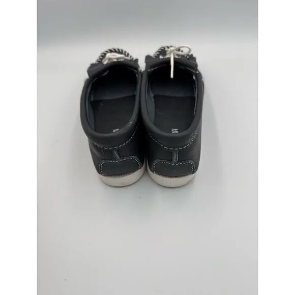 Minnetonka Thunderbird Leather Boat Moccasin Navy 9.5