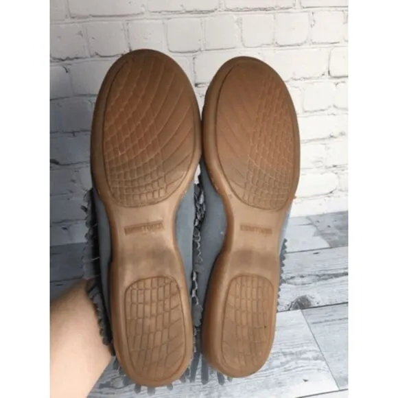 Minnetonka Unisex Adult Size Men10/Women12 Blue Suede Slip On Fringe Moccasins