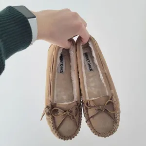 Minnetonka Women's Tan Moccasins Allie Junior Trapper Suede 8m NIB