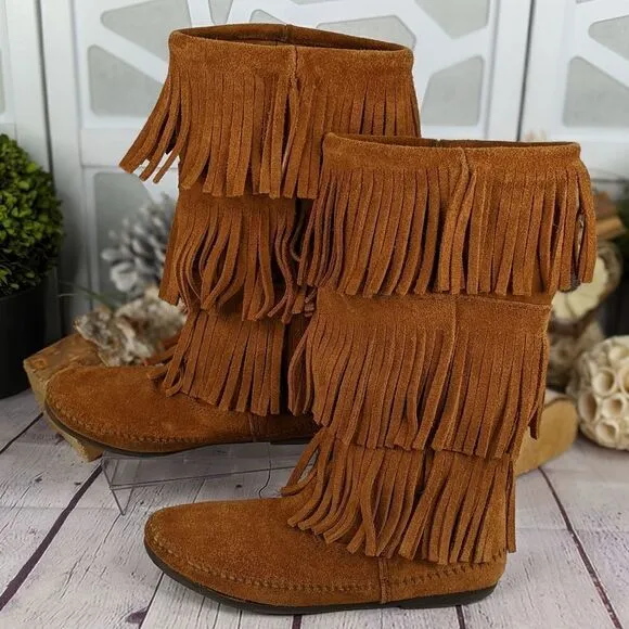 Minnetonka 3-Layer Fringe Boots