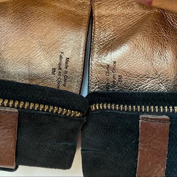 MISS ALBRIGHT ANTHROPOLOGIE NEW ANKLE BOOTS BLACK SUEDE BROWN LEATHER ZIPPER 8