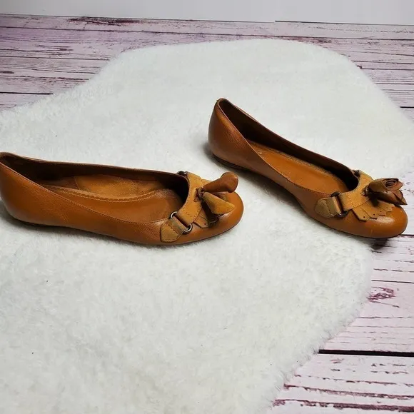 Miss Albright by Anthropologie Rosette Tassel Flats Tan Size 7.5