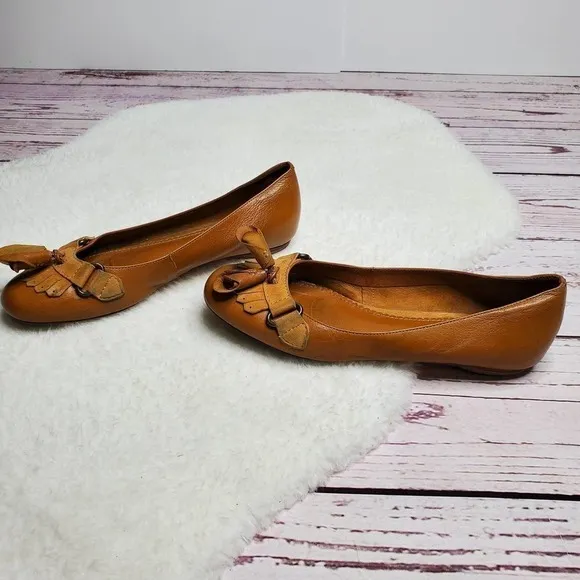 Miss Albright by Anthropologie Rosette Tassel Flats Tan Size 7.5