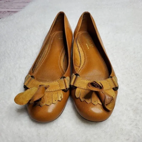Miss Albright by Anthropologie Rosette Tassel Flats Tan Size 7.5