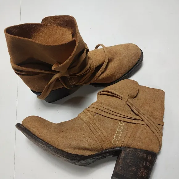 MISS MACIE Tan Leather Ankle Boots Women's 11M